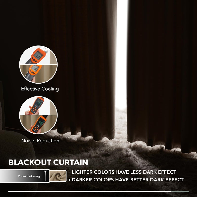 Deconovo Solid Back Tab and Rod Pocket Curtains Thermal Insulated Blackout Window Curtains for Kitchen 52Wx54L Inch Khaki 2 Panels - Image 5